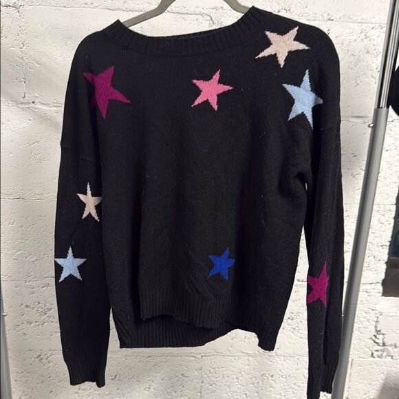 Star Patterned Black Sweater RAILS - Cashmere Size Small - Like New Long Sleeve - Picture 1 of 4